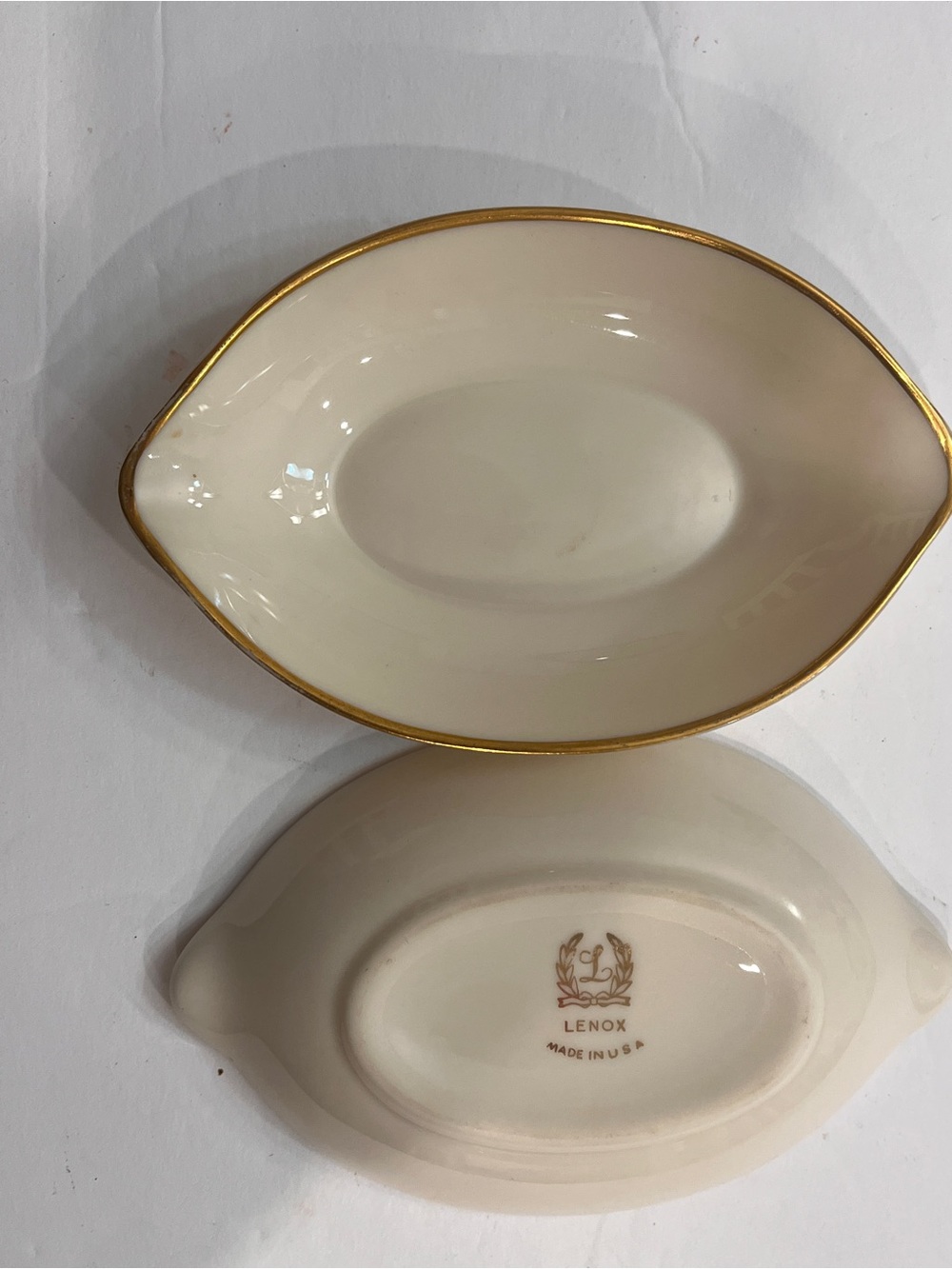 Lenox Cream and Gold Oval Trinket Dishes